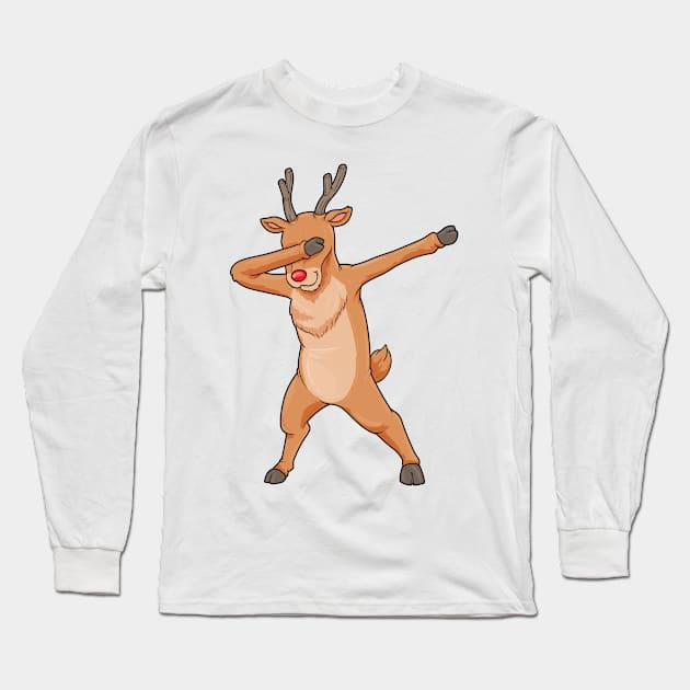 Reindeer on Christmas at Hip Hop Dance Long Sleeve T-Shirt by Markus Schnabel